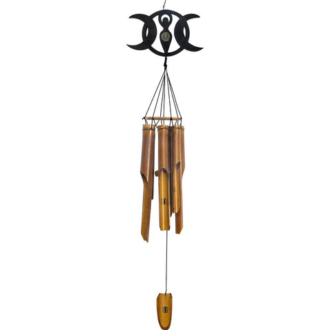 Bamboo wind chime triple moon goddess