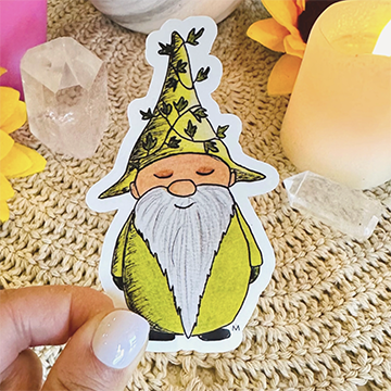 Handmade sticker - Garden Gnome Vines