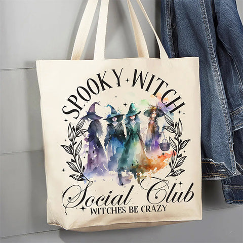 Canvas Tote Bag Spooky Witch Club