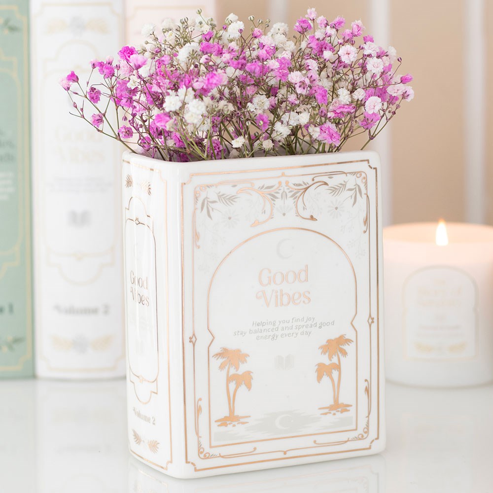 White Book Shaped Ceramic Vase