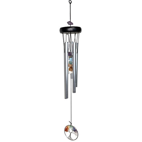 Tree of Life wind chime w/ rough chakra stones