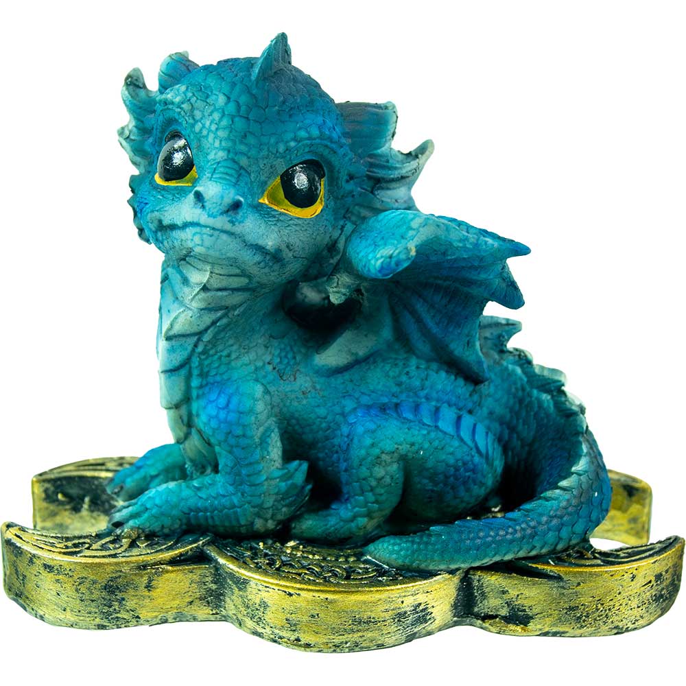 Resin Dragon Figurine on triple moon