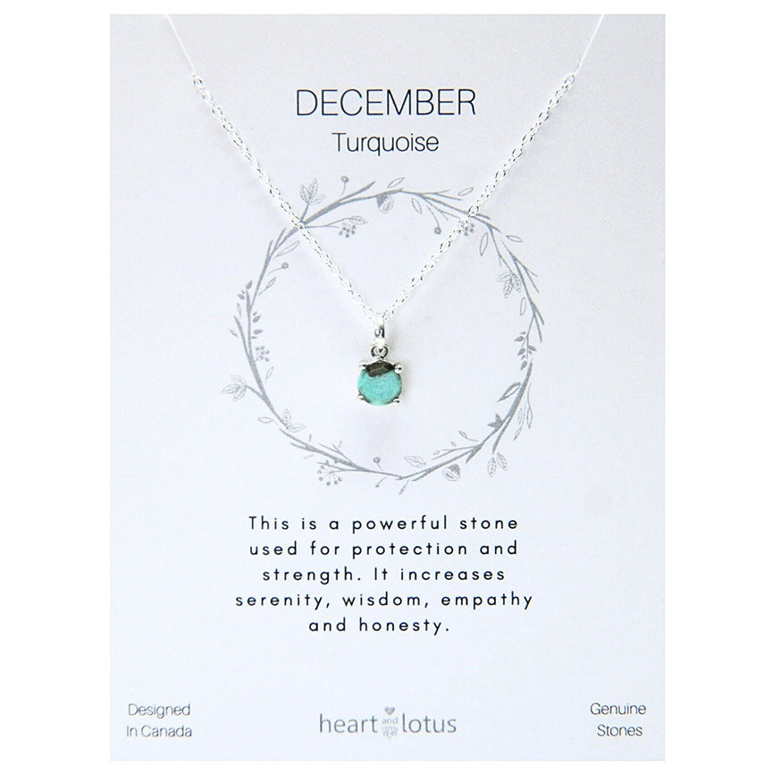 Birthstone necklace claw setting DECEMBER sterling silver