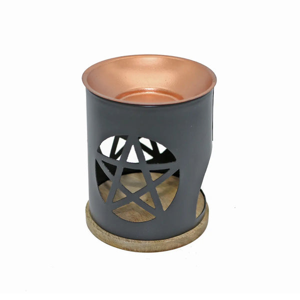 Brass Oil Burner w/ Mesh + Candle Opening: Pentacle