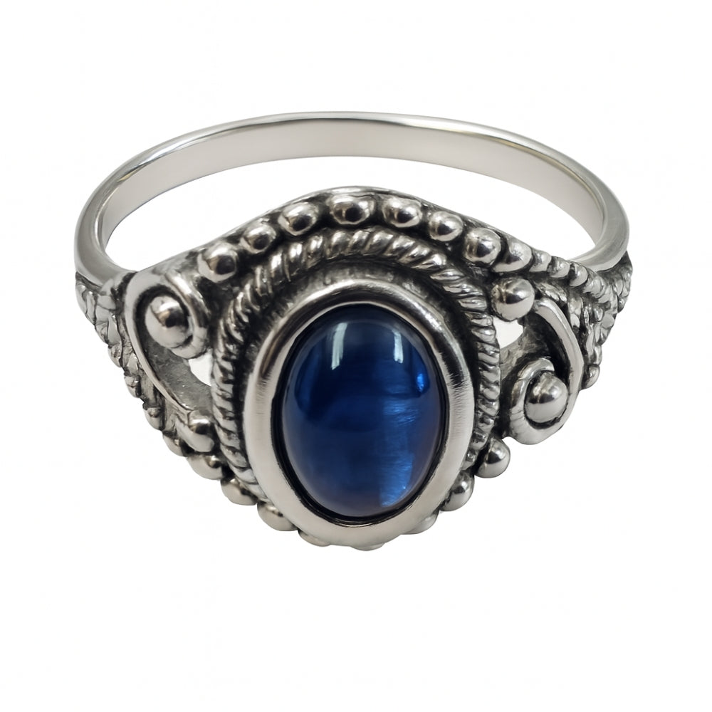 Ring kyanite ornate ring sterlng