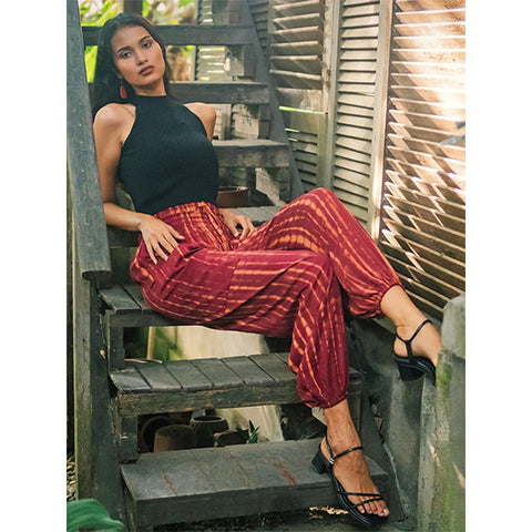 Pants Bone Tie Dye - Maroon & Gold