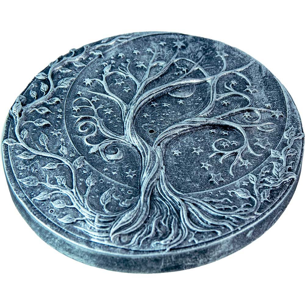 Resin Incense Holder - Tree of Life antique silver 3.75