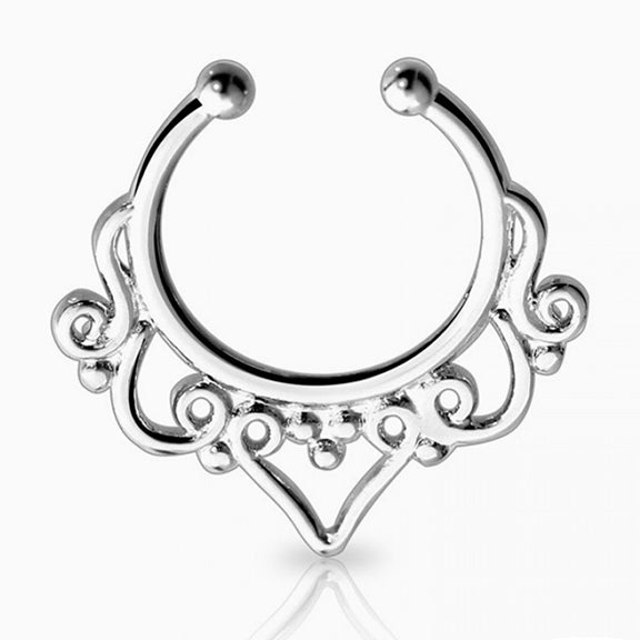 Fake Septum Hanger Goddess Filigree - silver