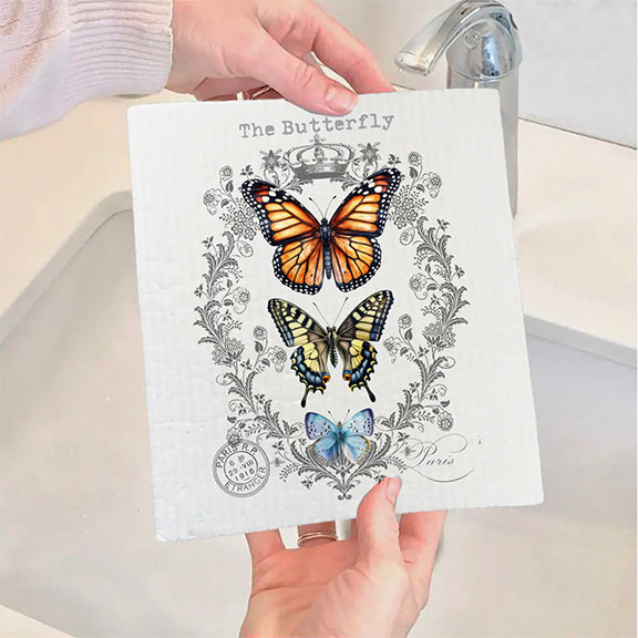 Dish Cloth Vintage Butterflies