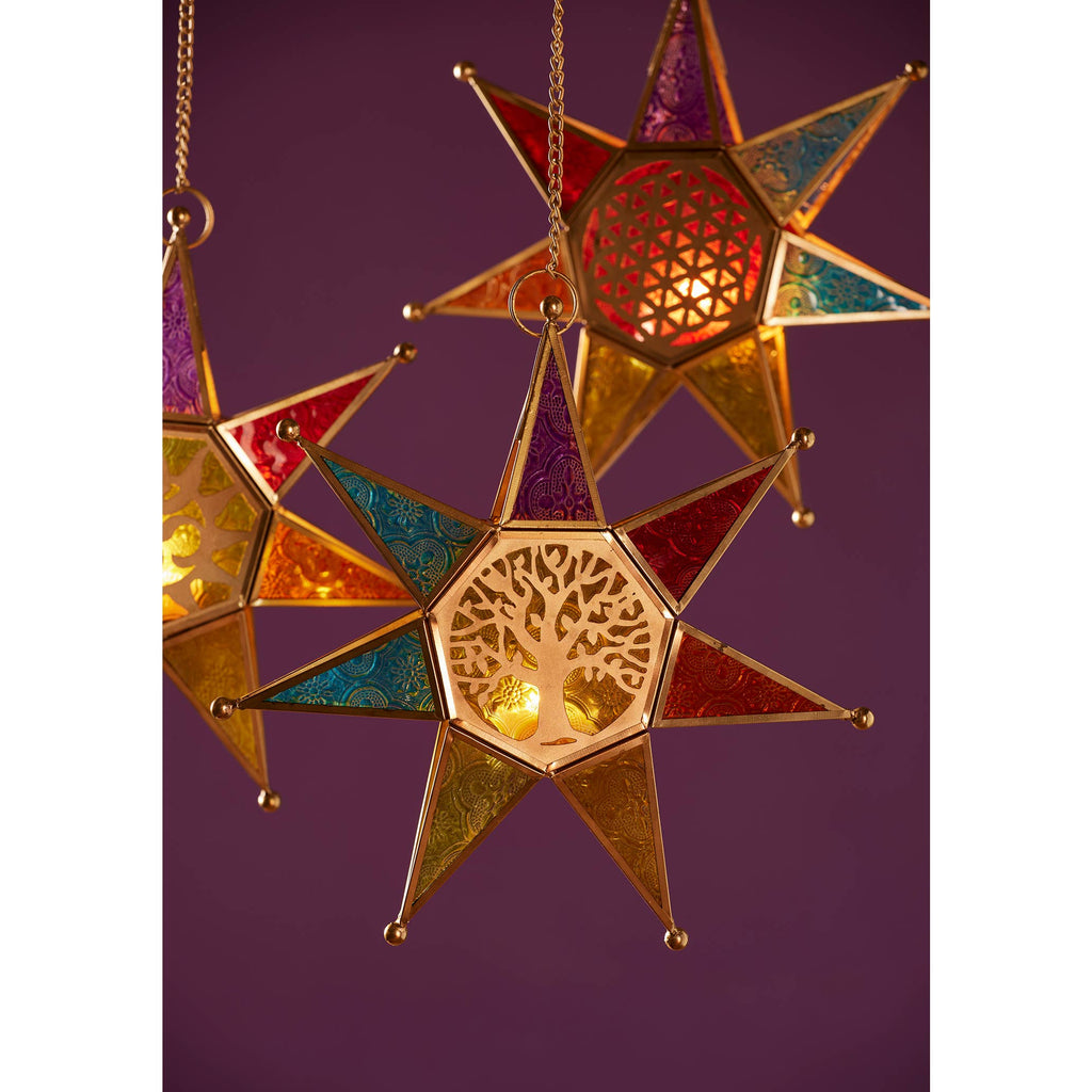 Star Glass Lantern Tree of Life
