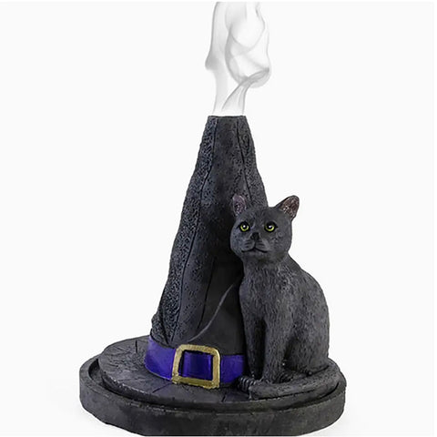 Witch Hat with Cat Incense Cone Holder