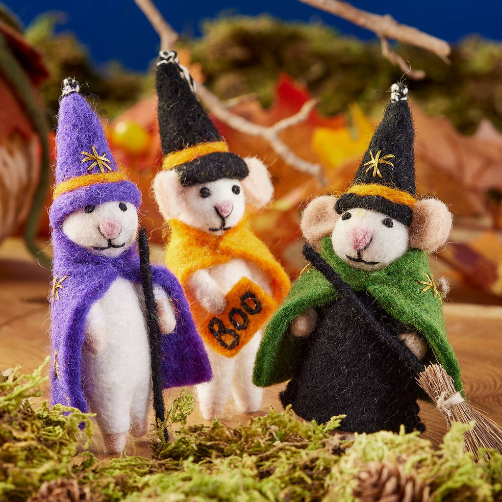Felt Witch Wizard Mice Decoration (1 figurine)