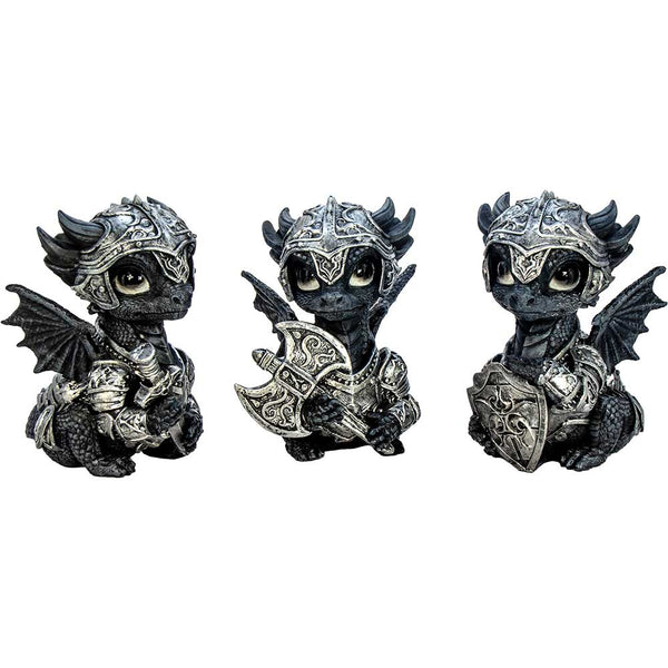 Resin Baby Dragons - Medieval in Armor (set of 3)