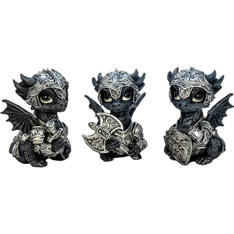 Resin Baby Dragons - Medieval in Armor (set of 3)
