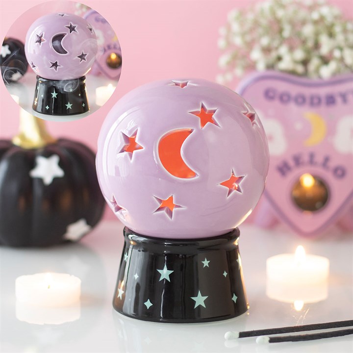 Candy Cauldron - Crystal Ball Ceramic Tealight Candle and Incense Cone Holder