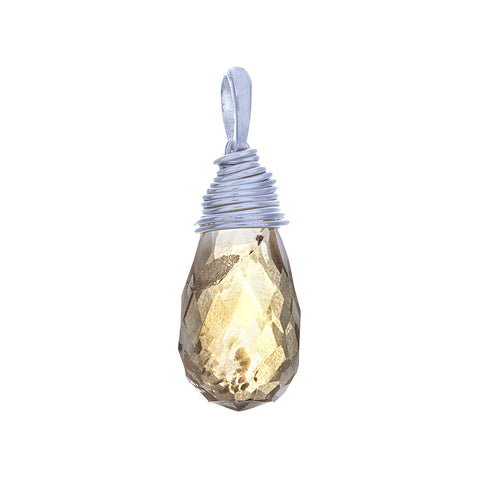 Pendant Faceted Citrine Wire Wrapped sterling silver