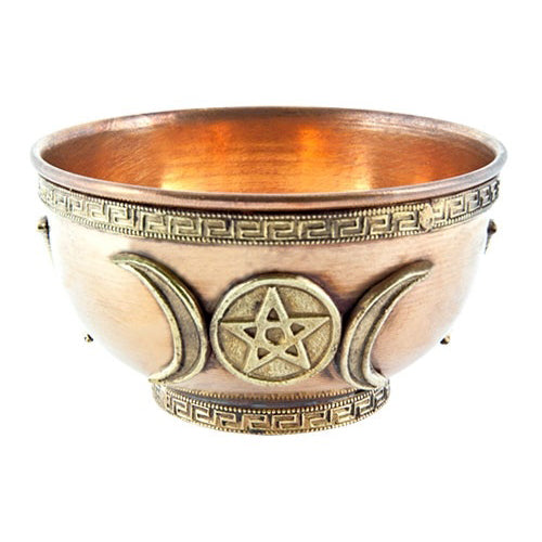 Triple Moon Pentacle Copper Offering Bowl