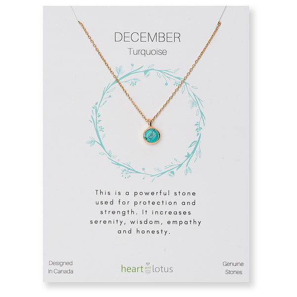 Birthstone Necklace Rose Gold December Turquoise