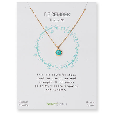 Birthstone Necklace Rose Gold December Turquoise