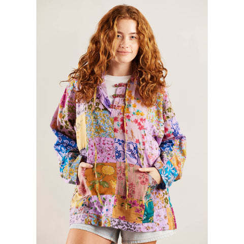 Patchwork Floral Hooded Top