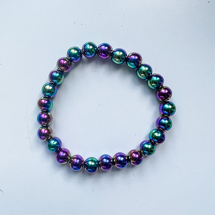 Bracelet 8mm Electroplated Hematite