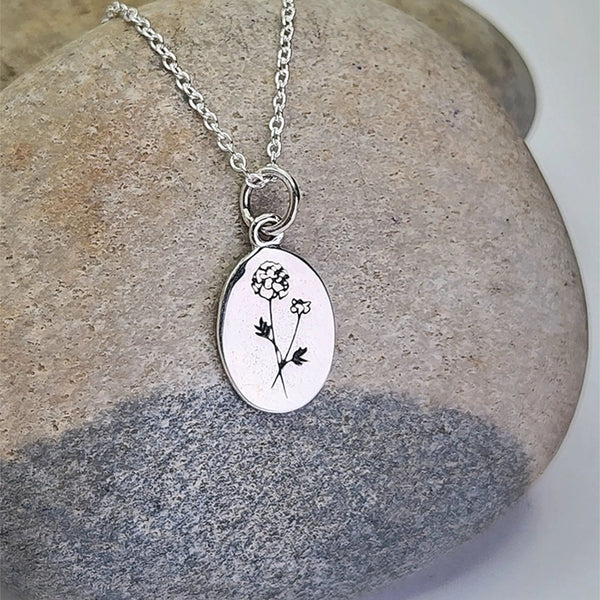Collier Fleur de Naissance : Février argent sterling