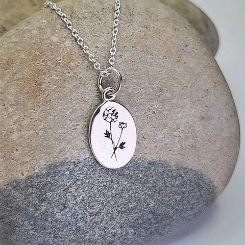 Collier Fleur de Naissance : Février argent sterling