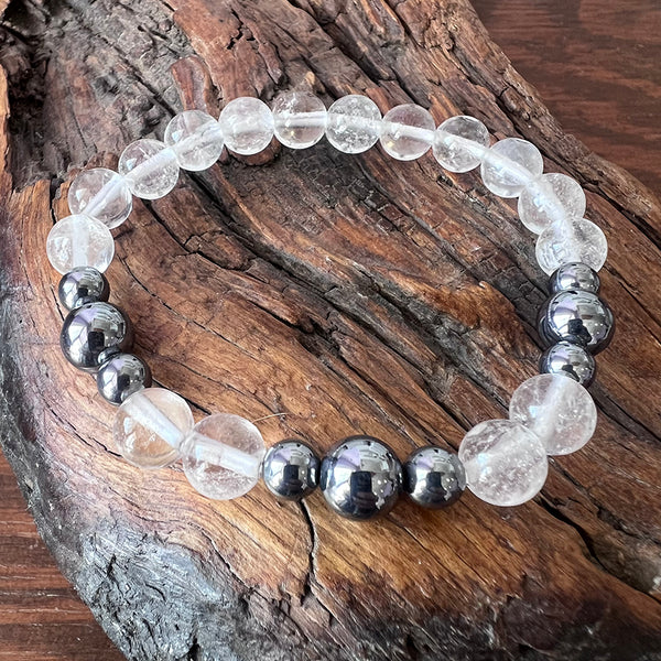 Bracelet 8mm quartz & terahertz