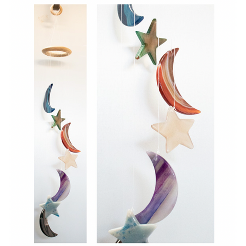 Wind chime moon & stars agate