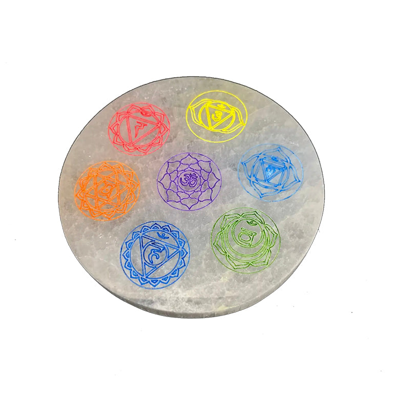 Selenite charging plate 10cm - chakras