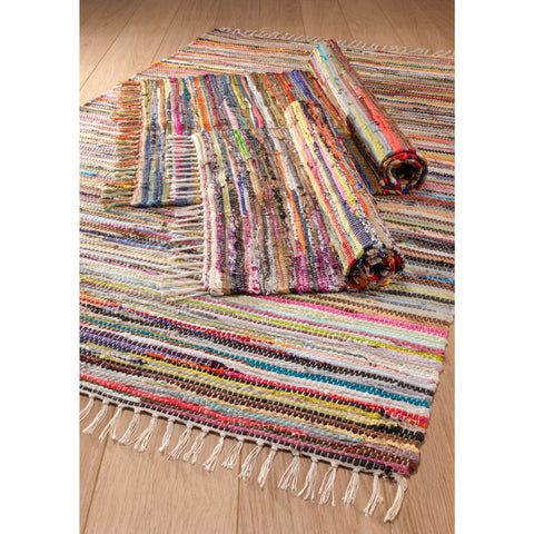 Multi Colour Recycled Cotton Rag Rug 60 X 150cm