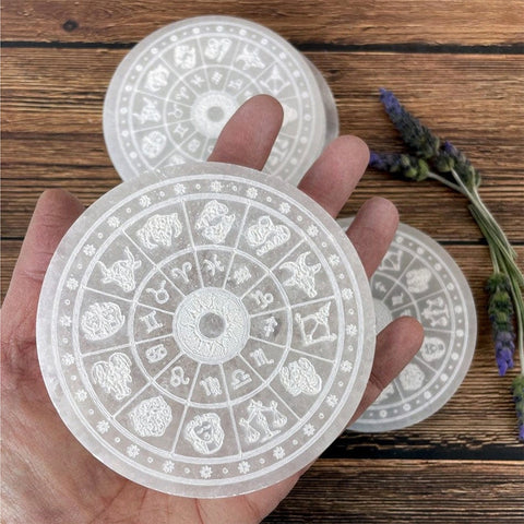 Selenite charging plate 10cm - zodiac