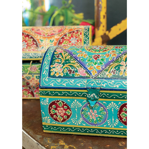 Hand Painted Domed Wooden Box
