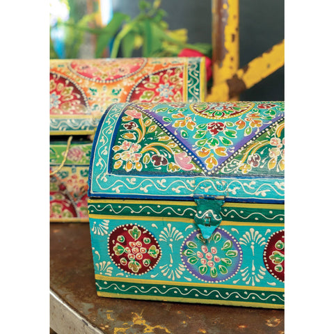 Hand Painted Domed Wooden Box