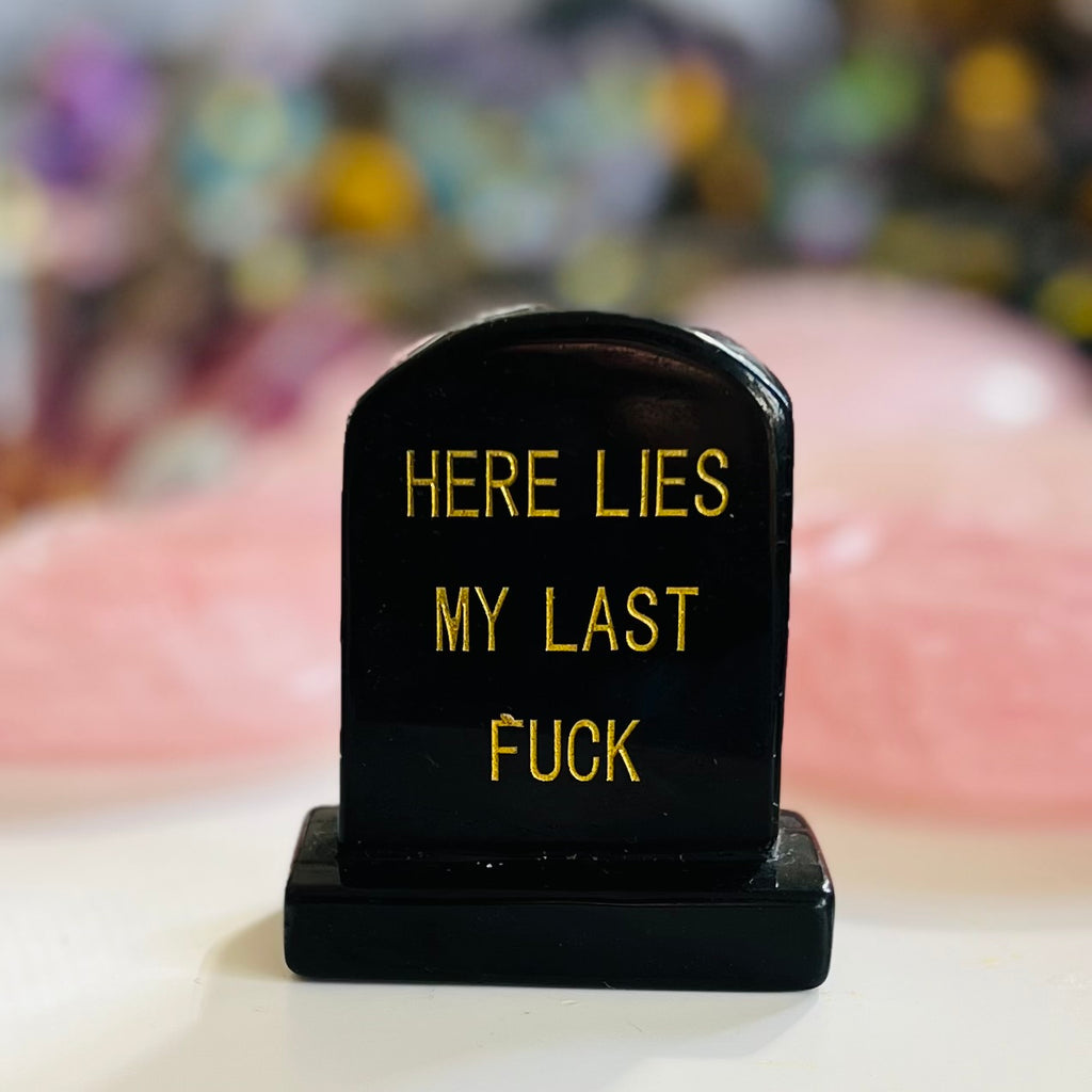 Black obsidian tombstone