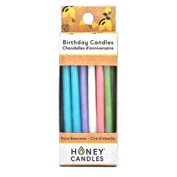 Beeswax birthday candles 20 pack - pastel