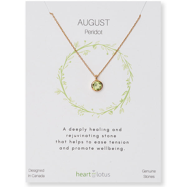 Birthstone Necklace Rose Gold August Peridot