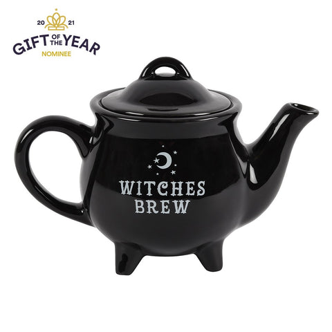 Witches Brew Ceramic Black Teapot