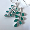 Earring green aventurine leaves sterling silver