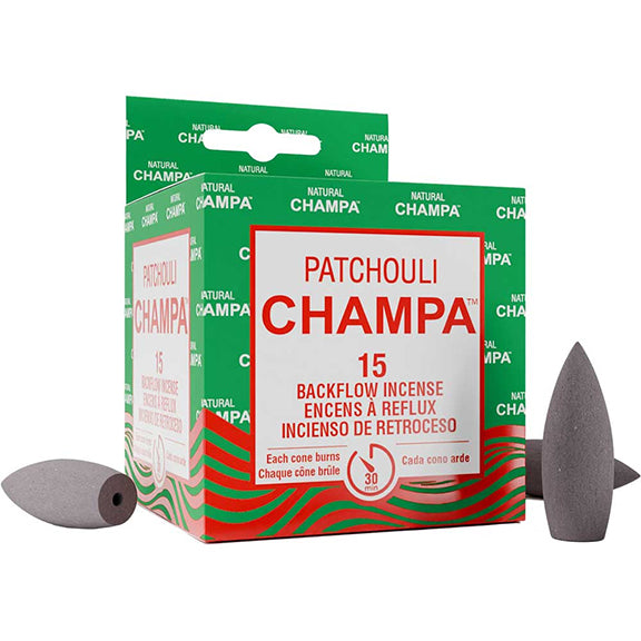 Natural Champa Backflow Cones - Patchouli (15pk)