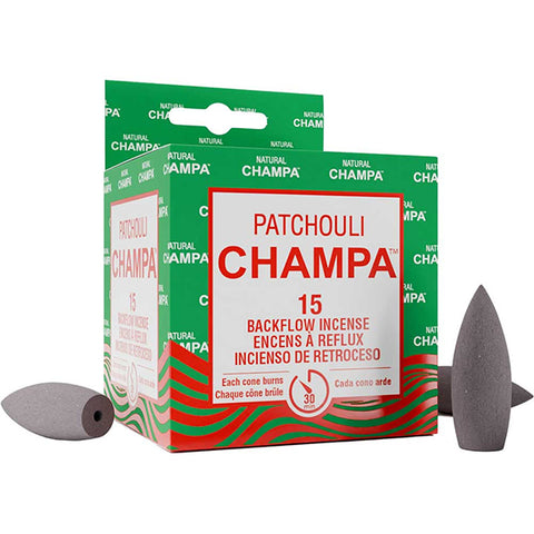 Natural Champa Backflow Cones - Patchouli (15pk)