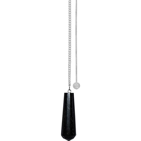 Pendulum black tourmaline facet teardrop