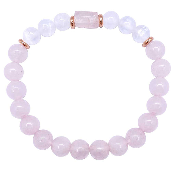 Bracelet 8mm -Rose Quartz/ Selenite