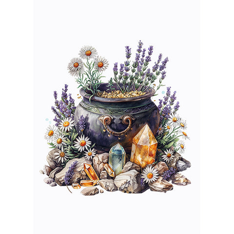 Greeting Card Cauldron & Crystals