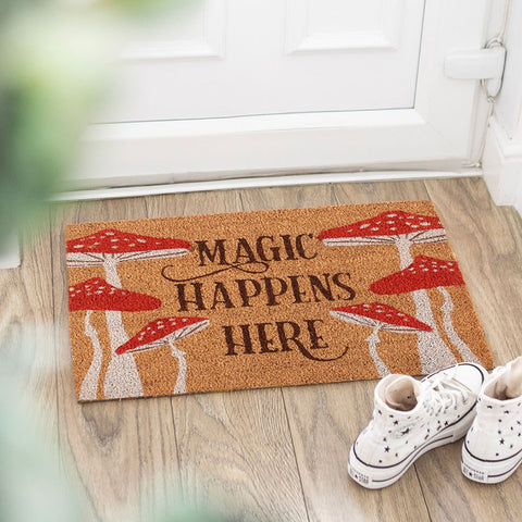Natural Magic Happens Here Toadstool Mushroom Doormat
