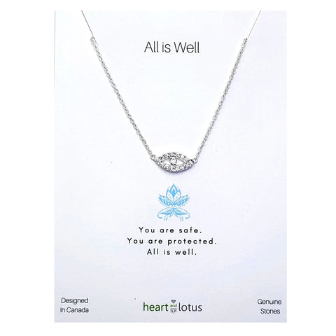 Necklace carded evil eye cubic zirconia sterling silver