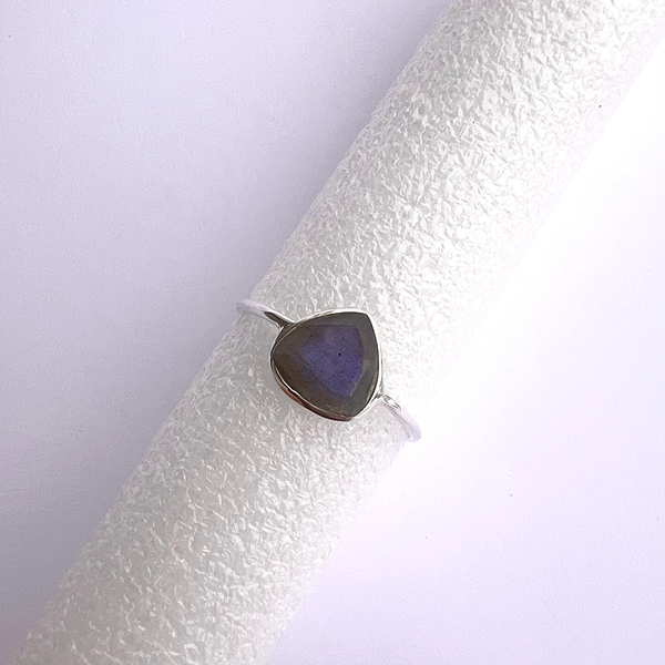 Ring labradorite triangle sterling silver