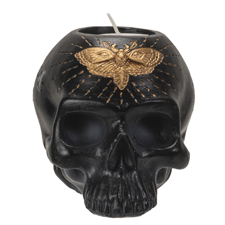 Candle Holder Black Skull