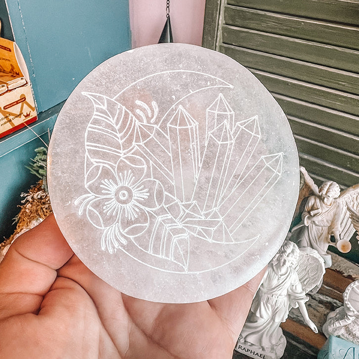 Selenite Charging Plate 10cm - Crystal Moon