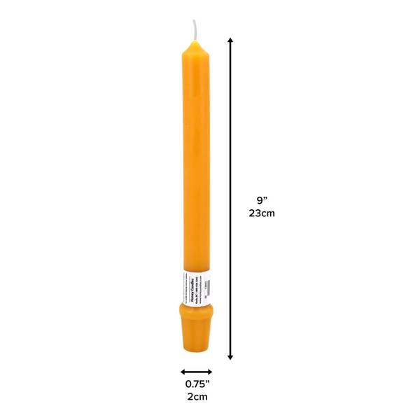 9 Inch Beeswax Base Candlesticks - NATURAL